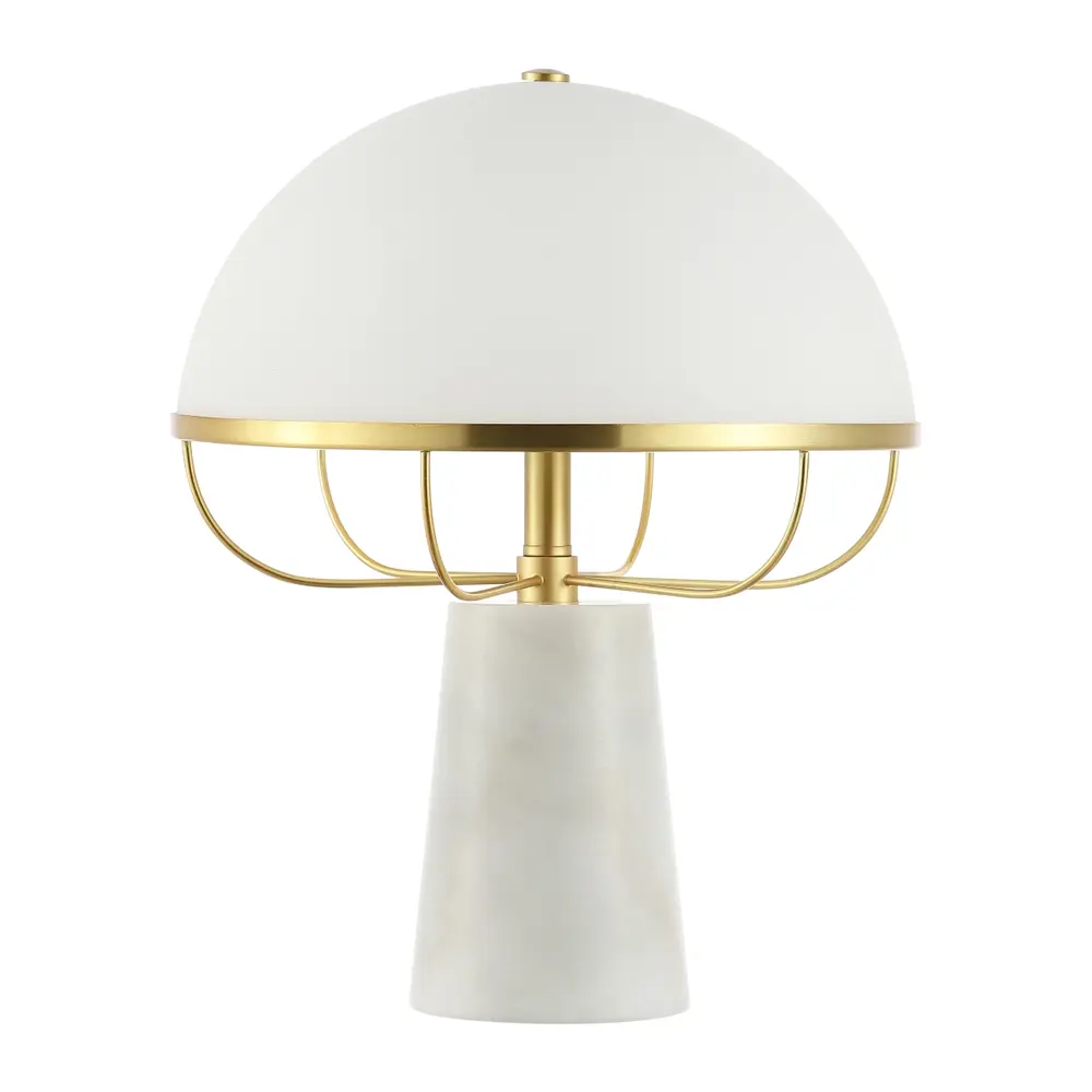 Fraser, 15 Inch, White/Brass, Marble/Iron/Glass Table Lamp
