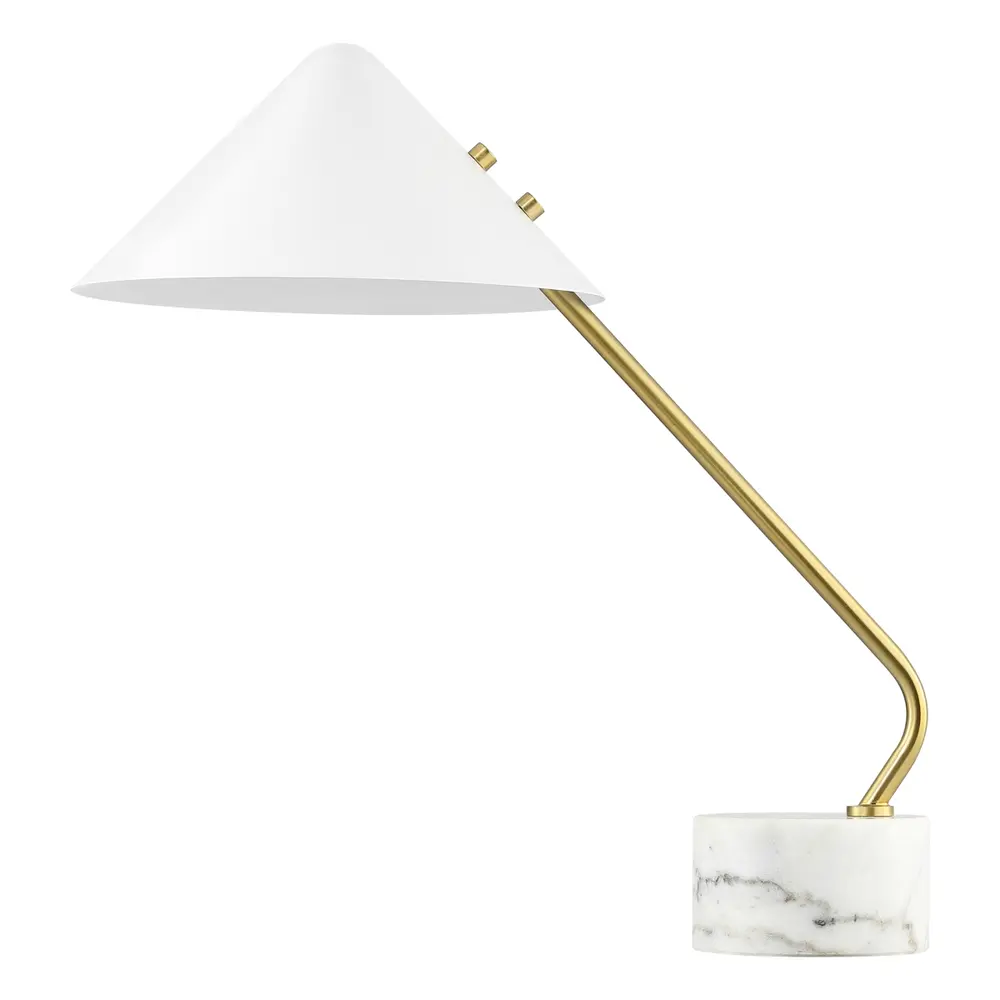 Sheilds, 20.75 Inch, White/Brass, Iron/Marble Table Lamp
