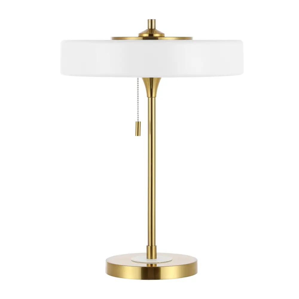 Decker, 16 Inch, White/Brass, Metal Table Lamp