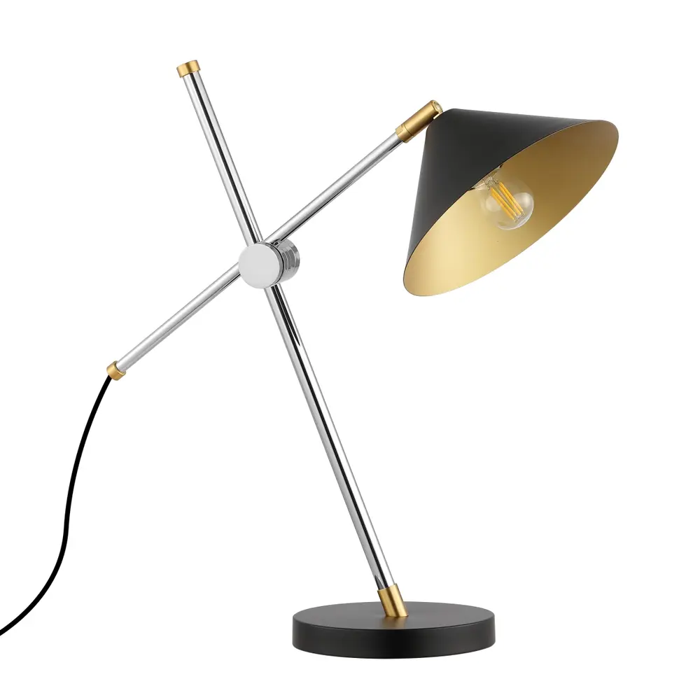 Duane, 16 Inch, Black/Brass, Metal Table Lamp