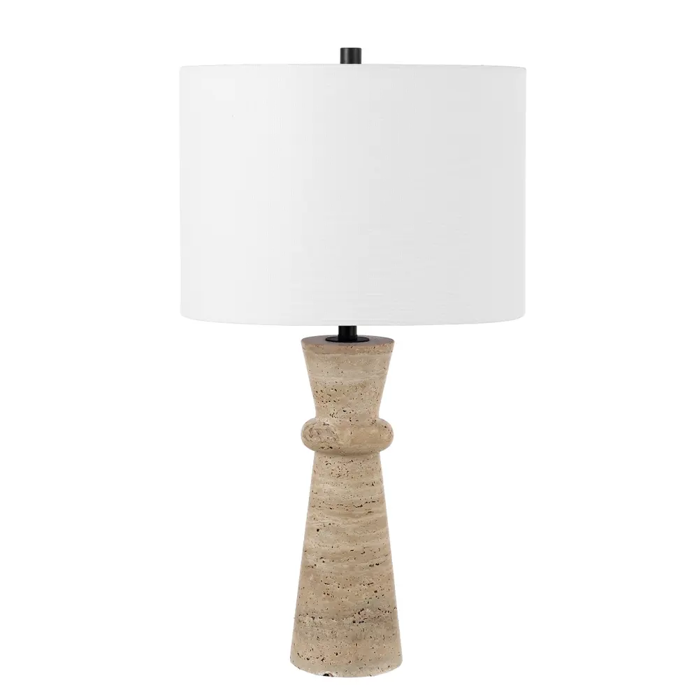 Colette, 25.25 Inch, Ivory, Travertine/Metal Table Lamp