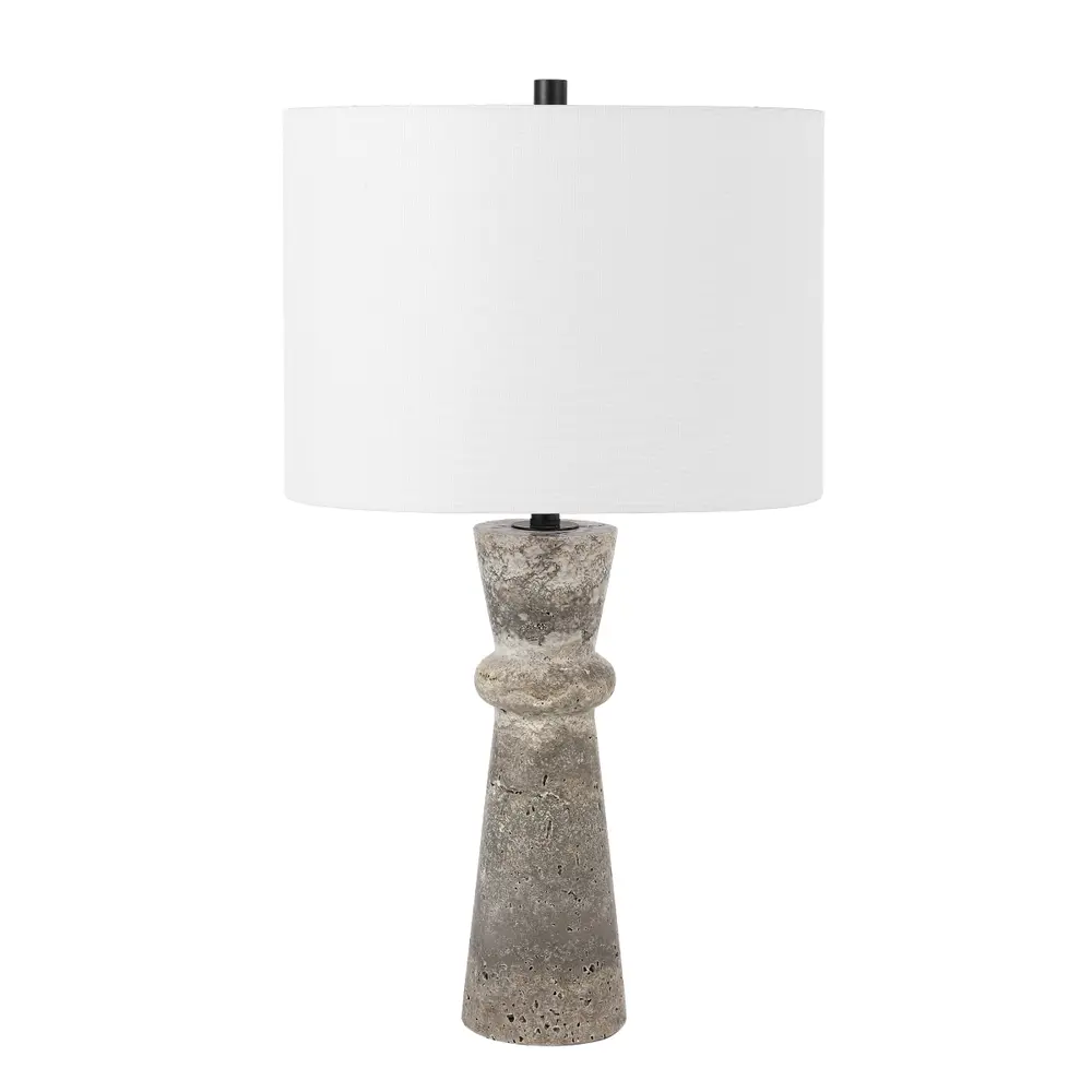 Colette, 25.25 Inch, Grey, Travertine/Metal Table Lamp