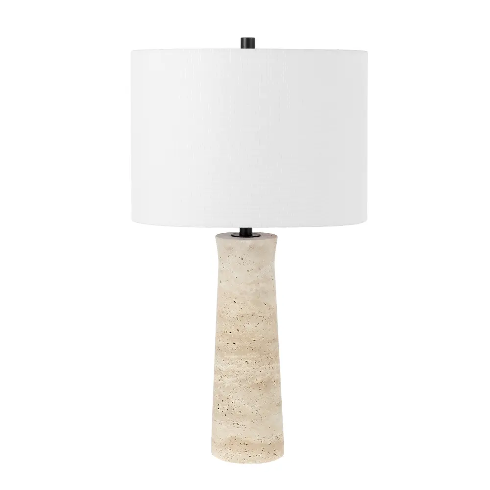 Alana, 25.25 Inch, Ivory, Travertine/Metal Table Lamp