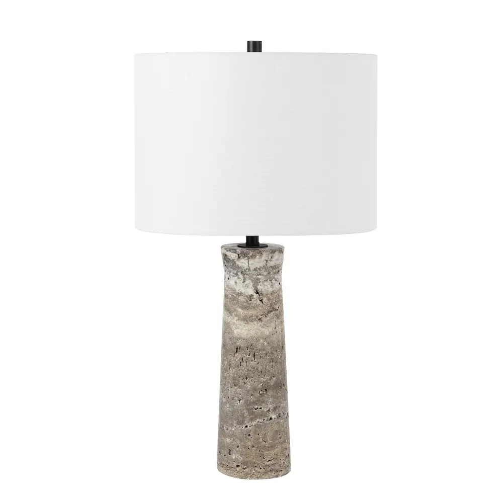 Alana, 25.25 Inch, Grey, Travertine/Metal Table Lamp