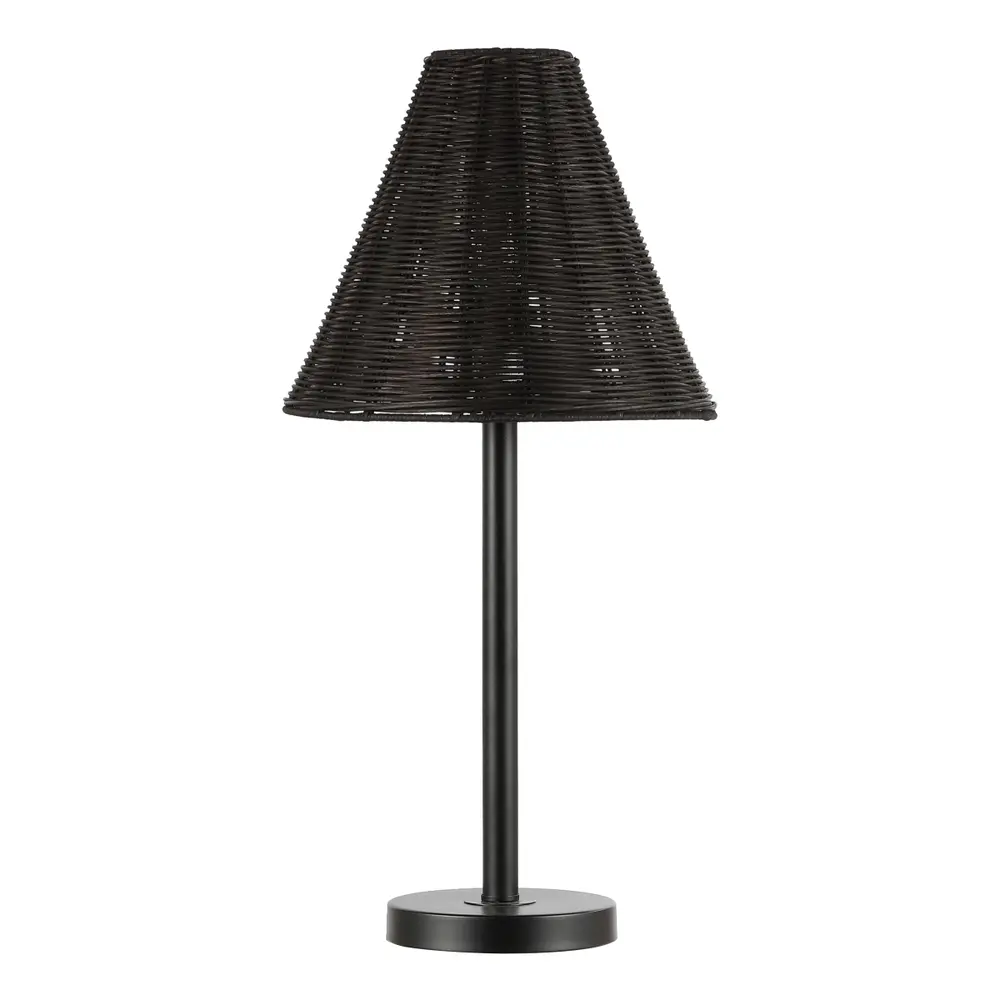 Ricki, 24 Inch, Black, Rattan/Metal Table Lamp
