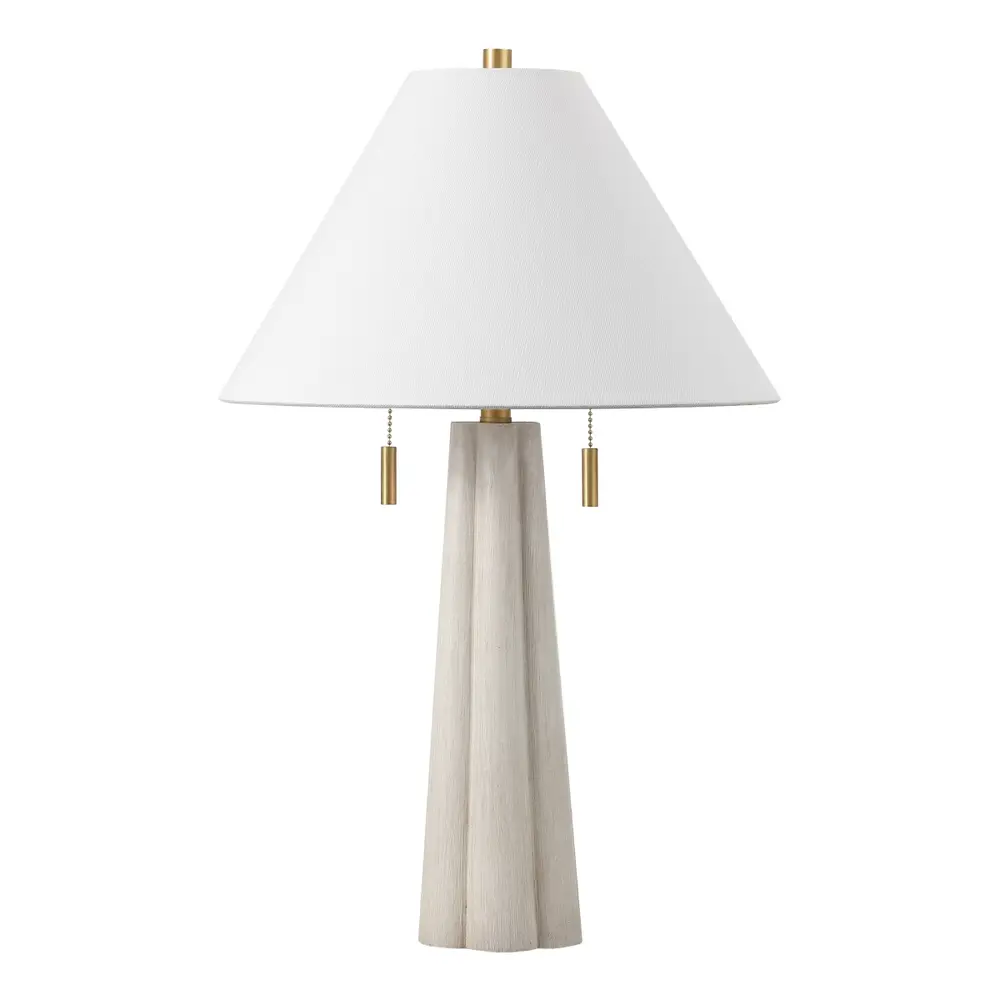 Irena, 26 Inch, White Washed/Gold, Resin/Metal Table Lamp
