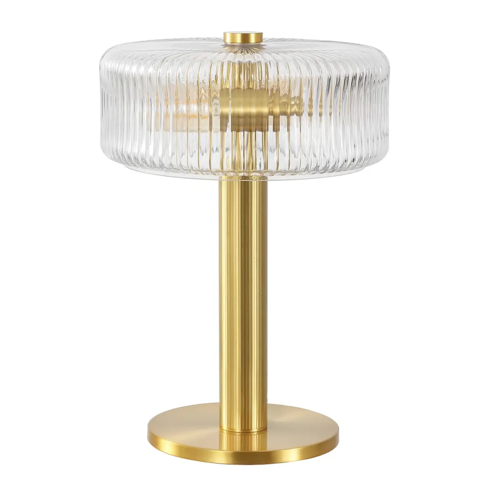 Dua, 17 Inch, Clear/Brass, Glass/Metal Table Lamp