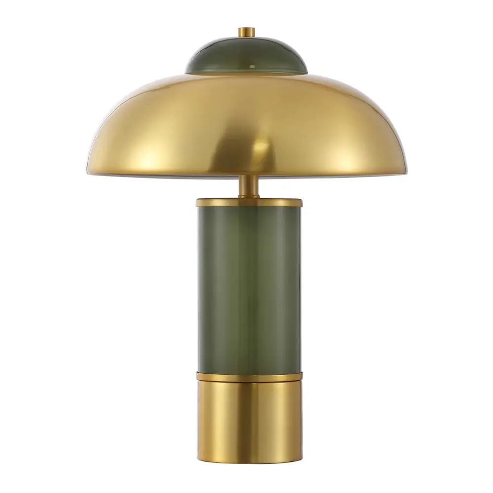 Drea, 15.75 Inch, Green/Brass, Glass/Metal Table Lamp