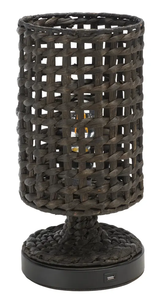 Knowles, 16 Inch, Black, Water Hyacinth Table Lamp W/ Usb Port?