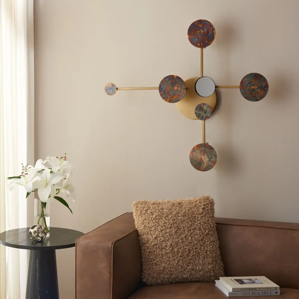 Emera, 36 Inch, Antique Brass, Iron/Glass Wall Decor