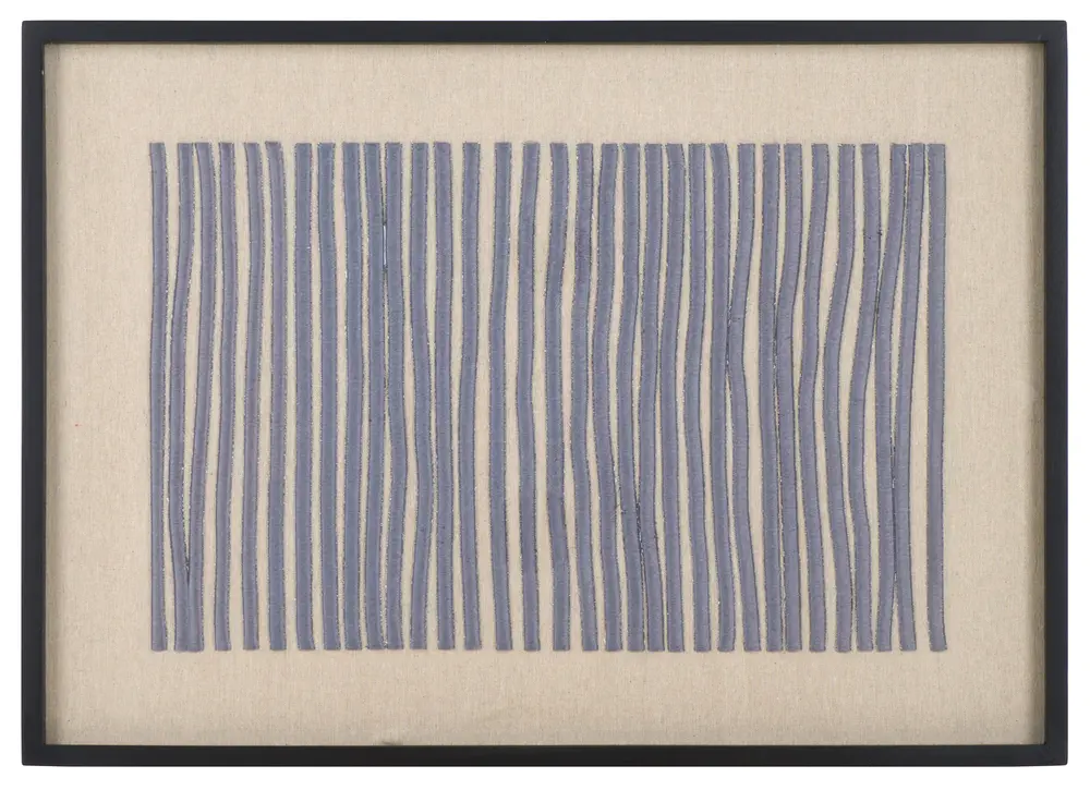 Kai, 27.5X19.7, Silver Grey/ Purple, Linen/Wood/Mdfglass, Framed Embroidery Art