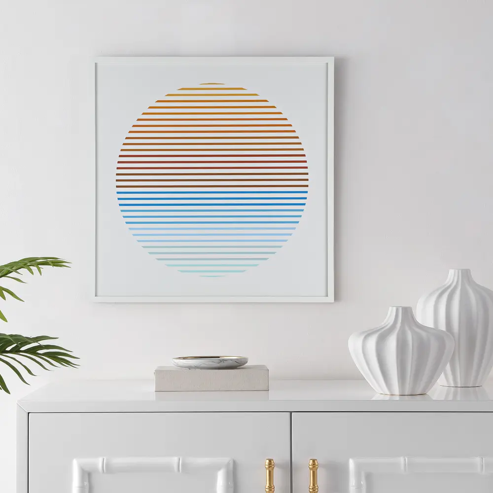 Oceanside Sunrise, 24 X 24 Inch, Golden Brown / Ivory, Framed Wall Art