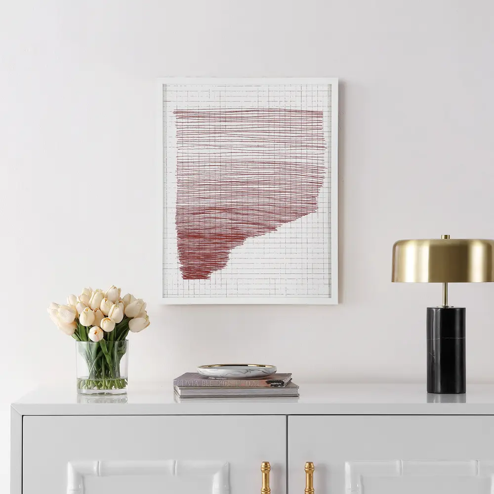 The Architect's Daydream, 16 X 20 Inch, Red / Ivory, Framed Wall Art