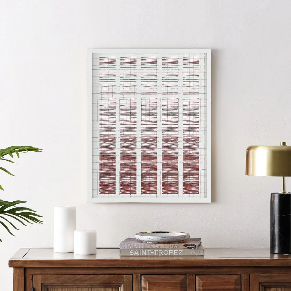 Vanishing Point, 16 X 20 Inch, Red / Ivory, Framed Wall Art