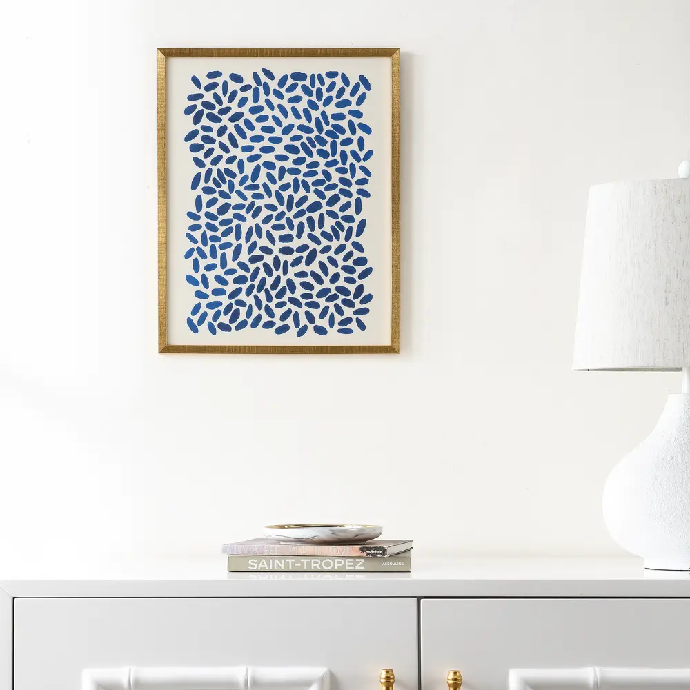 Blueberry Scone, 16 X 20 Inch, Royal Blue / Antique Ivory, Framed Wall Art