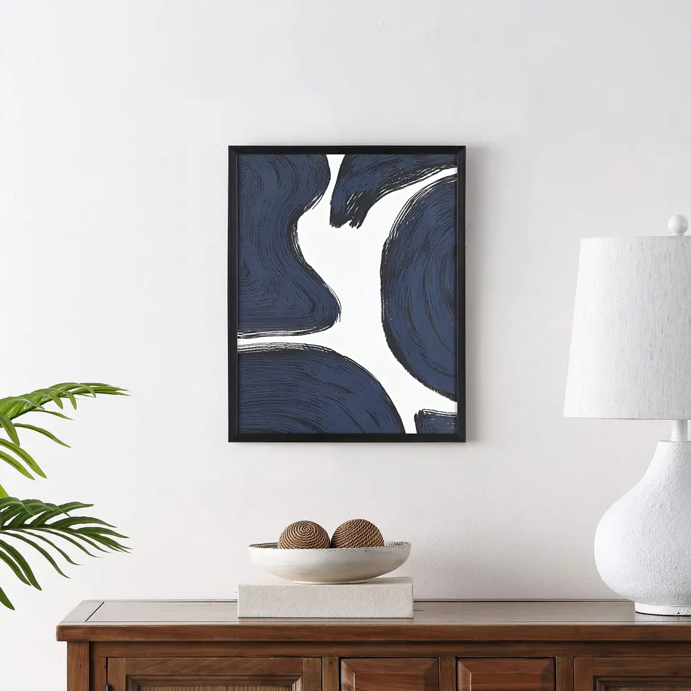 Petrichor, 16 X 20 Inch, Midnight Blue / Ivory, Framed Wall Art