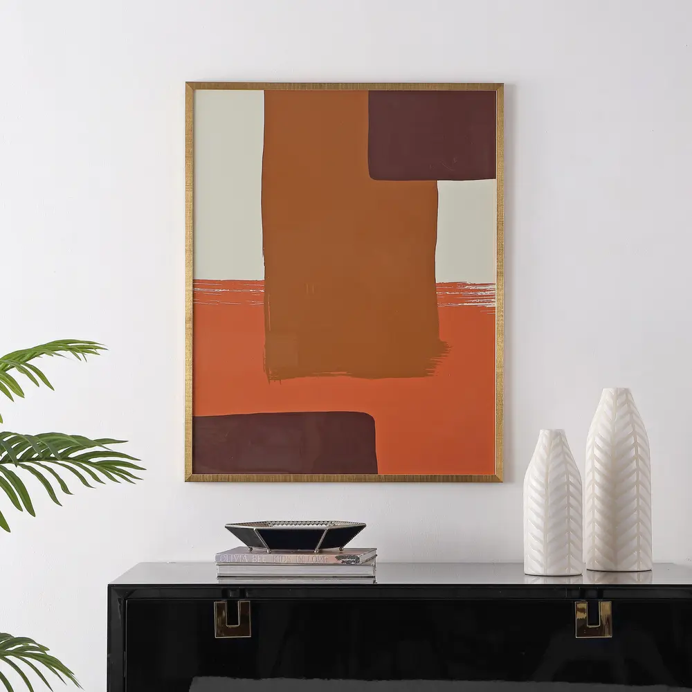 Java Compilation, 24 X 30 Inch, Salmon / Golden Brown, Framed Wall Art