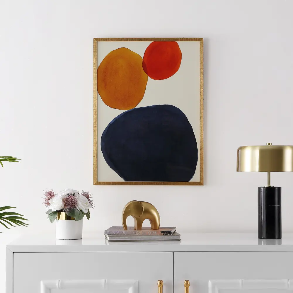 Primary Objective, 18 X 24 Inch, Denim / Gold, Framed Wall Art