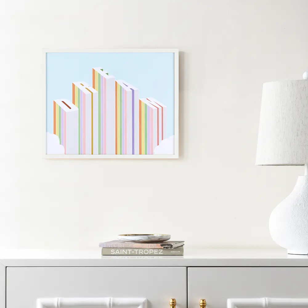Rainbow Aspirations, 20 X 16 Inch, Sky Blue / Pink, Framed Wall Art