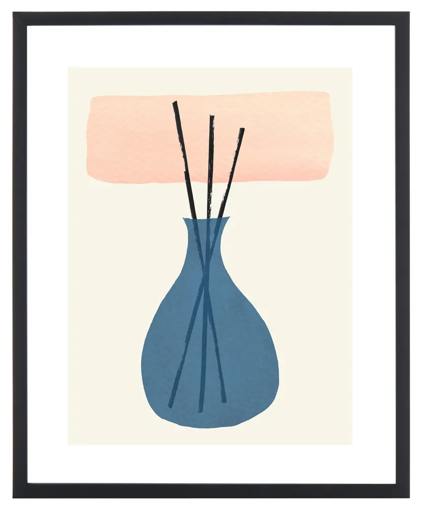 Sticks In The City, 16 X 20 Inch, Blush/Blue , Framed Wall Art