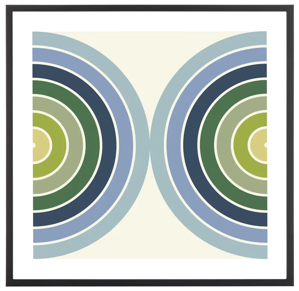 Put Your Records On, 24 X 24 Inch, Blue/Spring Green, Framed Wall Art