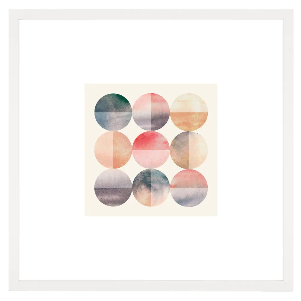 Across Many Oceans, 16 X 16 Inch, Blush/Blue Green, Framed Wall Art