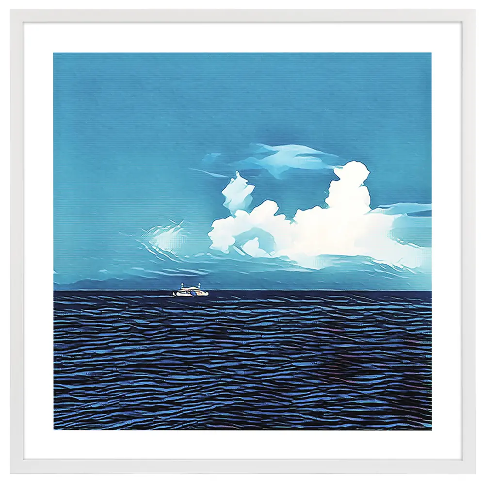 Day At Sea, 28 X 28, Blue/White, Framed Wall Art