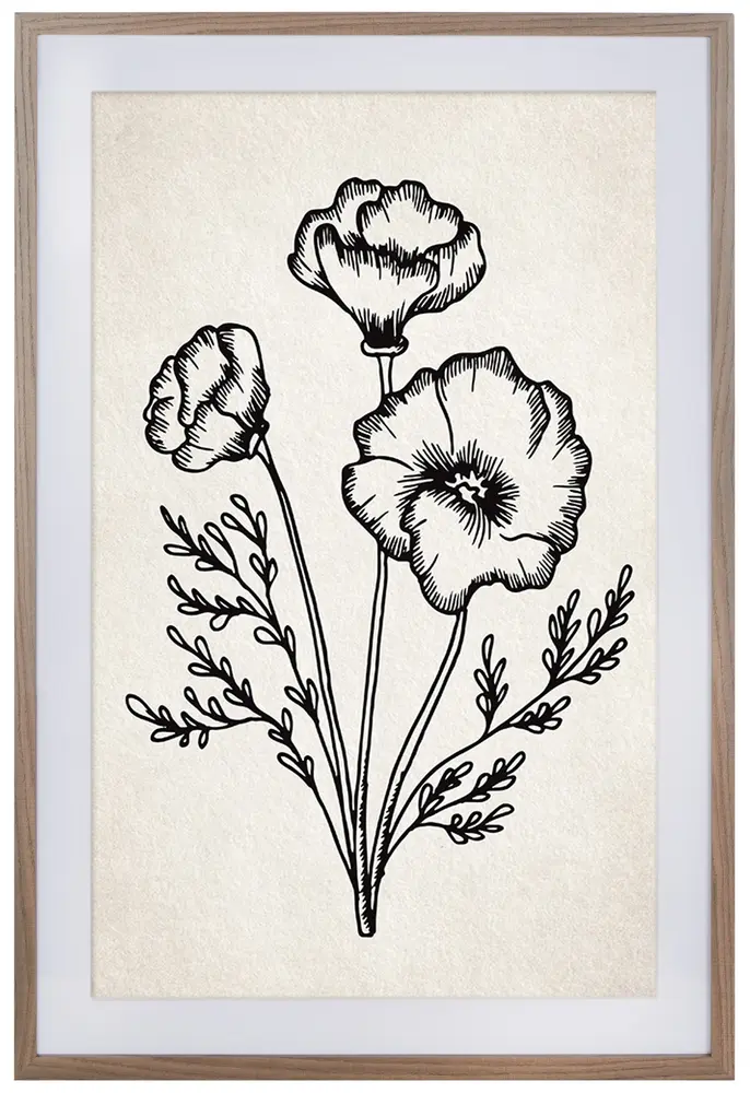 From The Garden, 24 X 36, Ivory/Black, Framed Wall Art