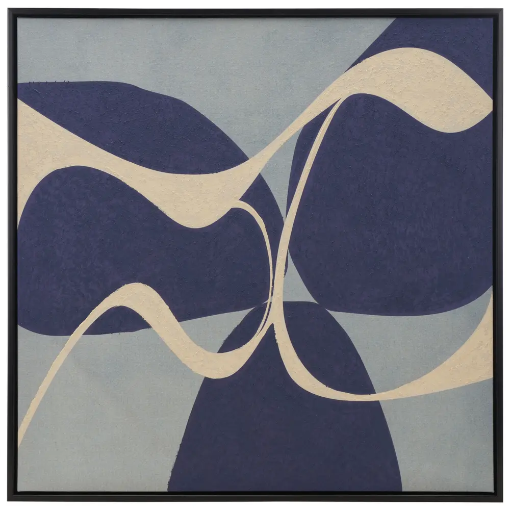 In Motion, 28 X 28, Blue/Ivory, Framed Wall Art