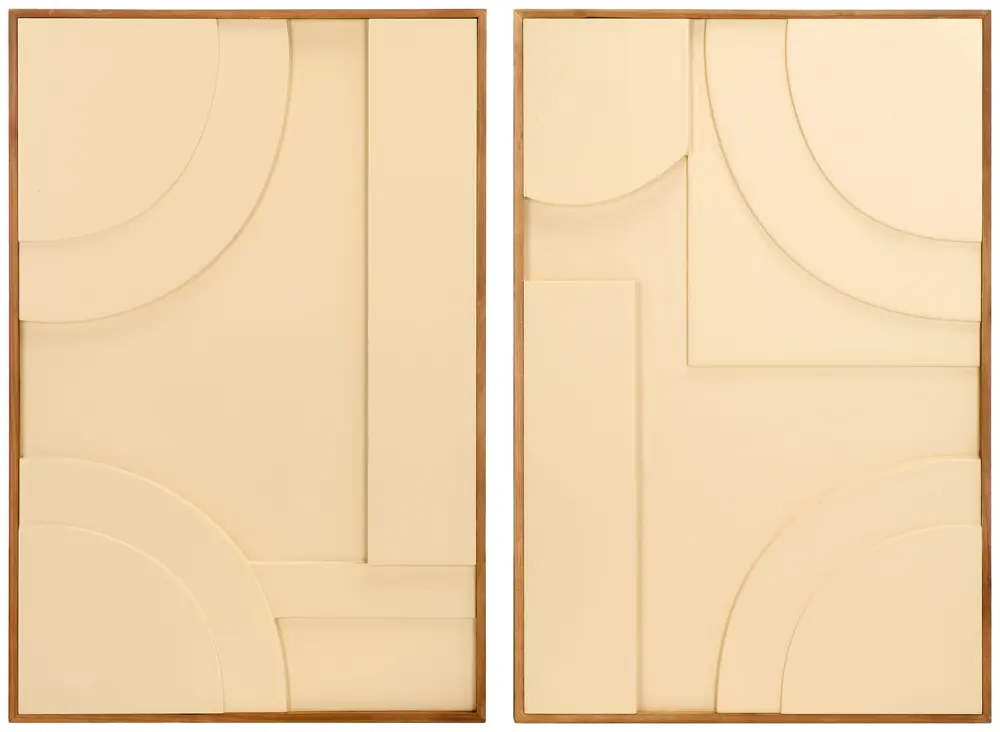 Modern Geometry, 15.75 X 15.75, Beige, Framed Dimensional Wall Art