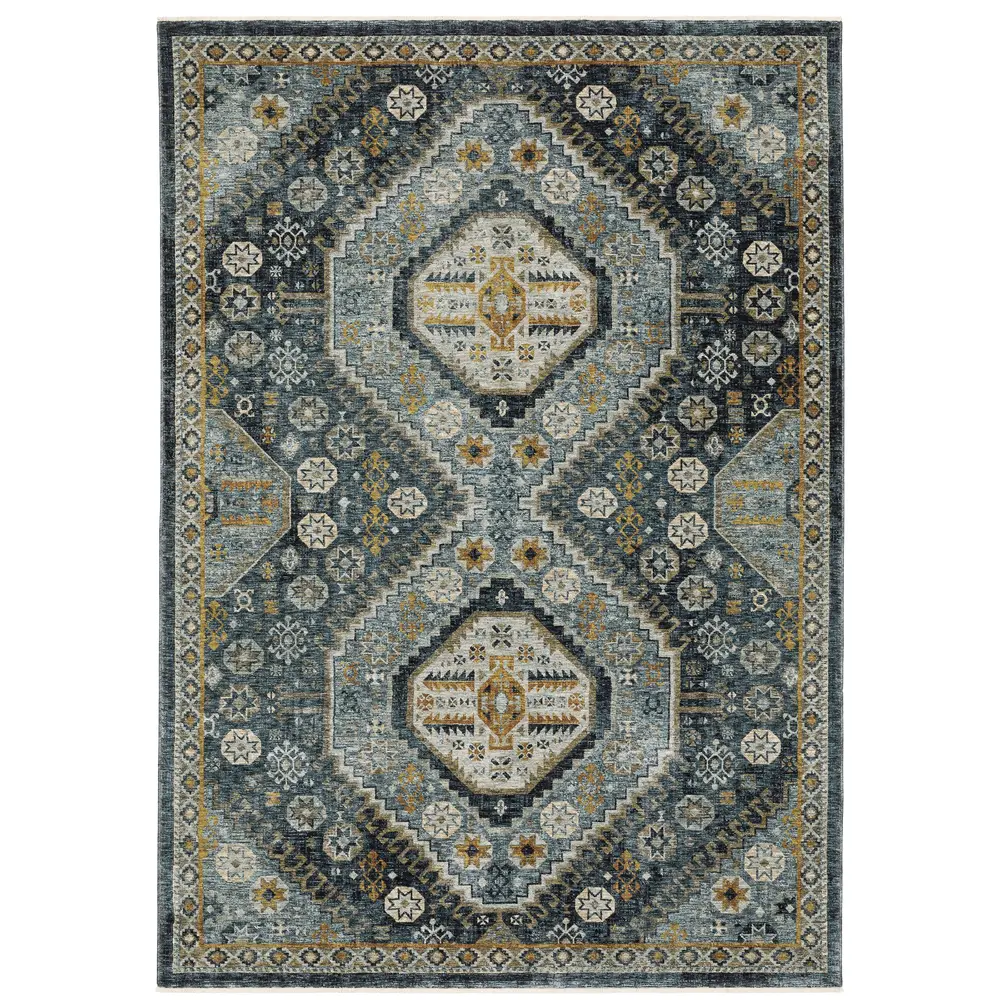 Aberdeen 7150B Blue/ Gold Indoor Area Rug - 9'10
