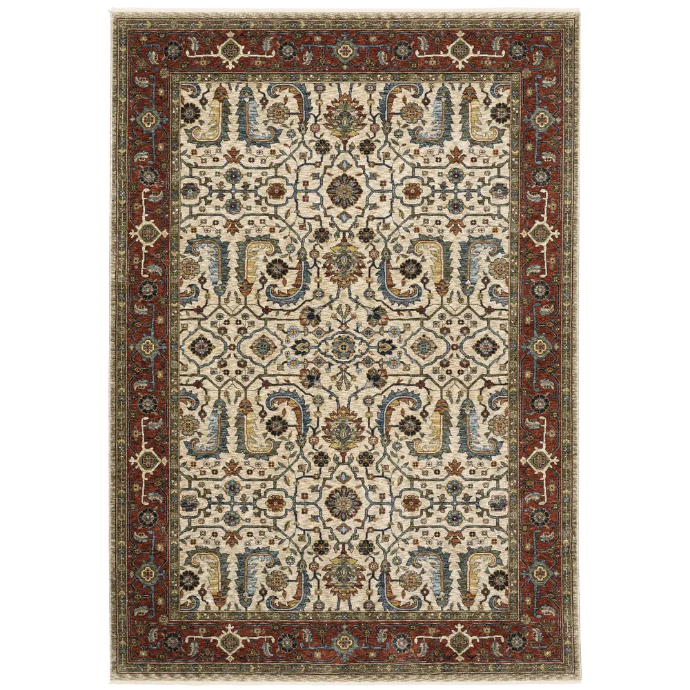 Aberdeen 144D1 Ivory/ Red Indoor Area Rug - 5'3