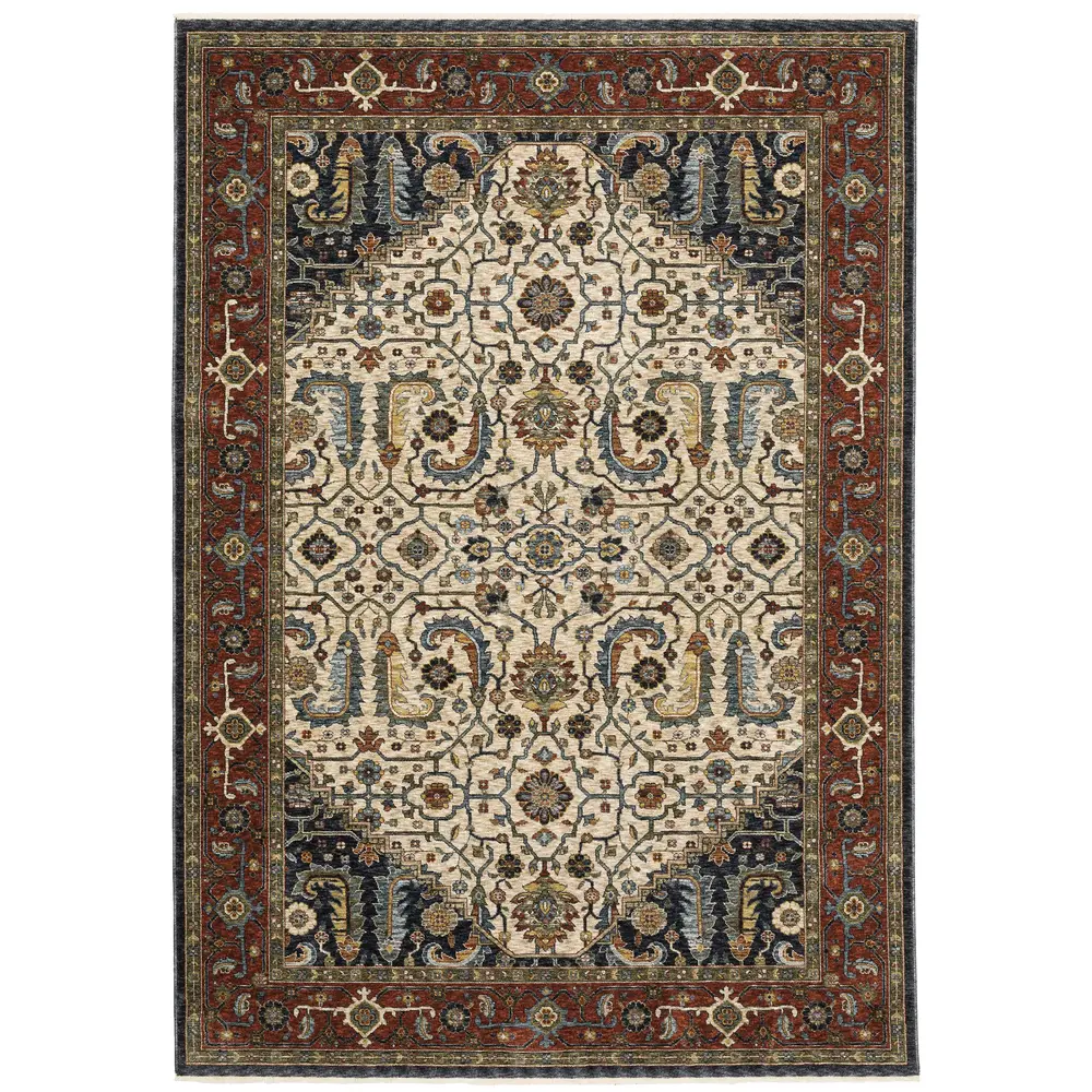 Aberdeen 752W1 Ivory/ Red Indoor Area Rug - 6'7
