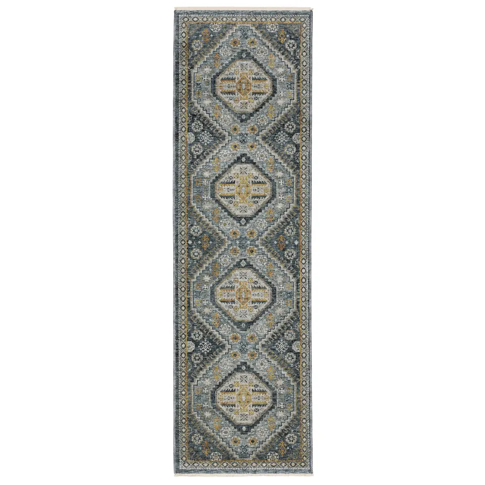 Aberdeen 7150B Blue/ Gold Indoor Area Rug - 2'3