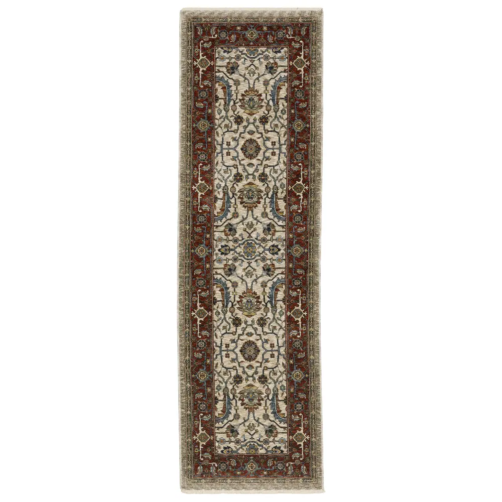 Aberdeen 144D1 Ivory/ Red Indoor Area Rug - 2'3