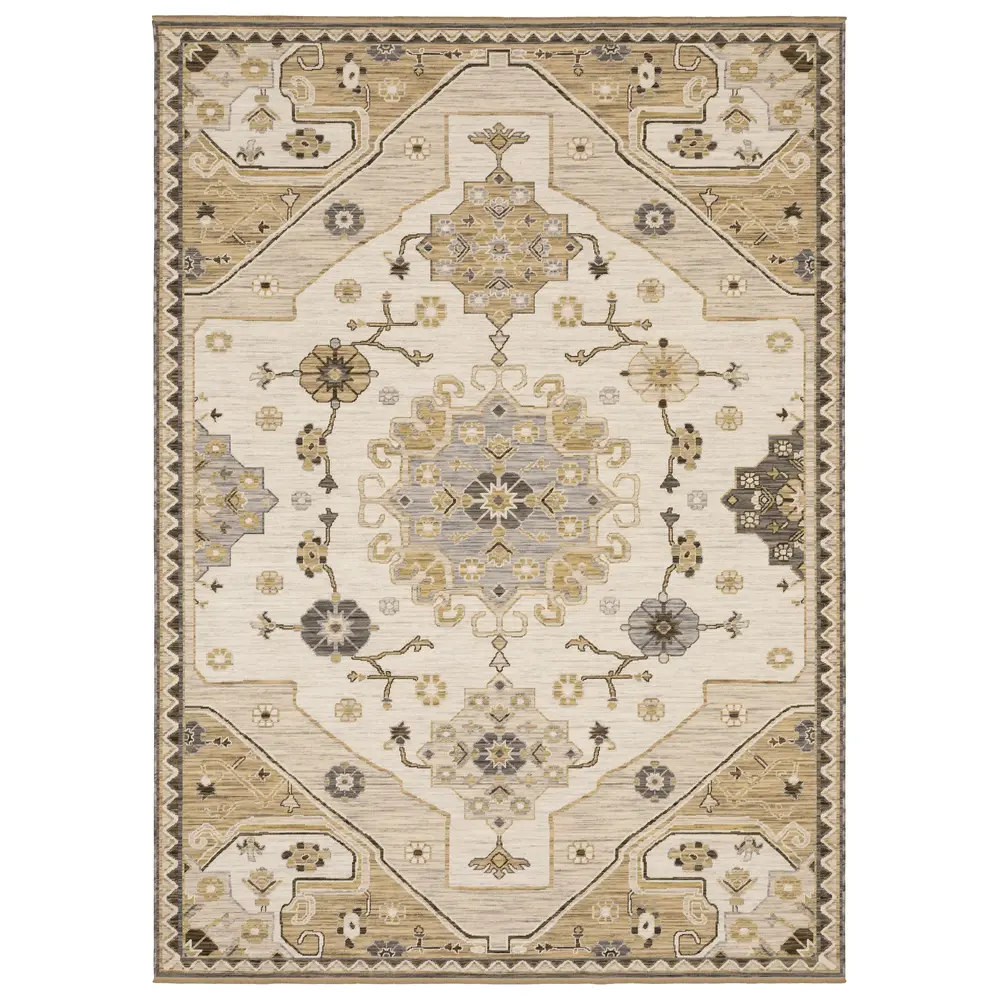 Acacia ACA03 Tan/ Grey Indoor Area Rug - 7'10