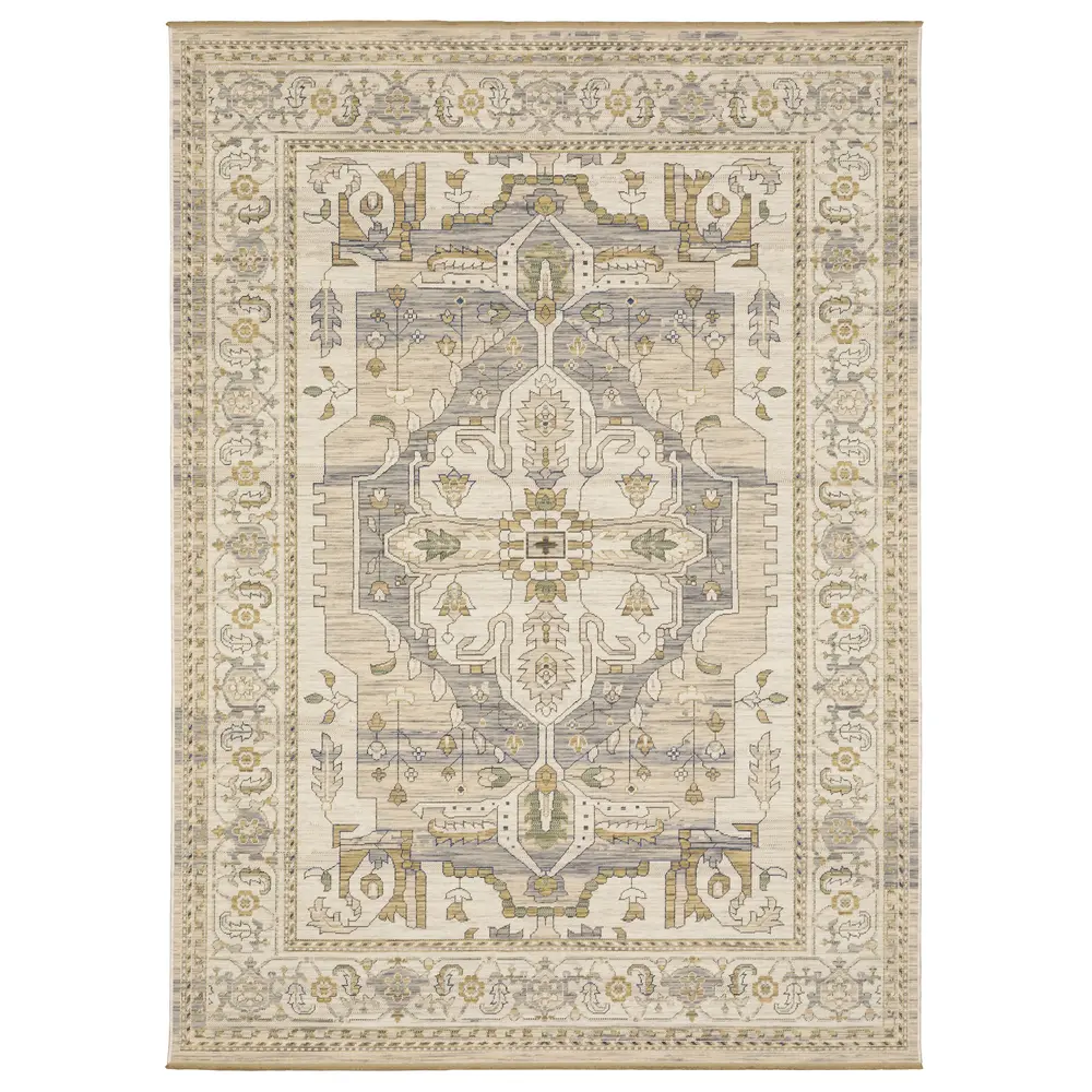 Acacia ACA07 Beige/ Grey Indoor Area Rug - 2'6