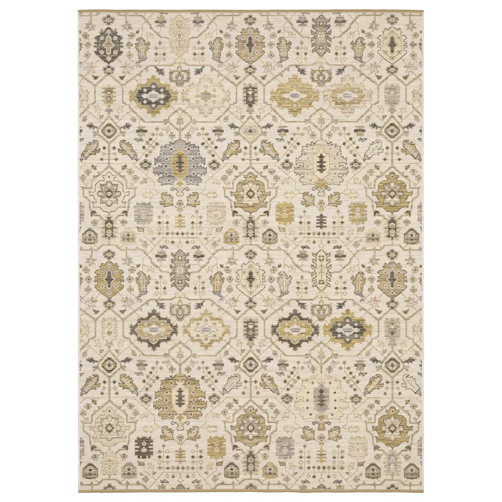Acacia ACA11 Beige/ Gold Indoor Area Rug - 2' x 3'