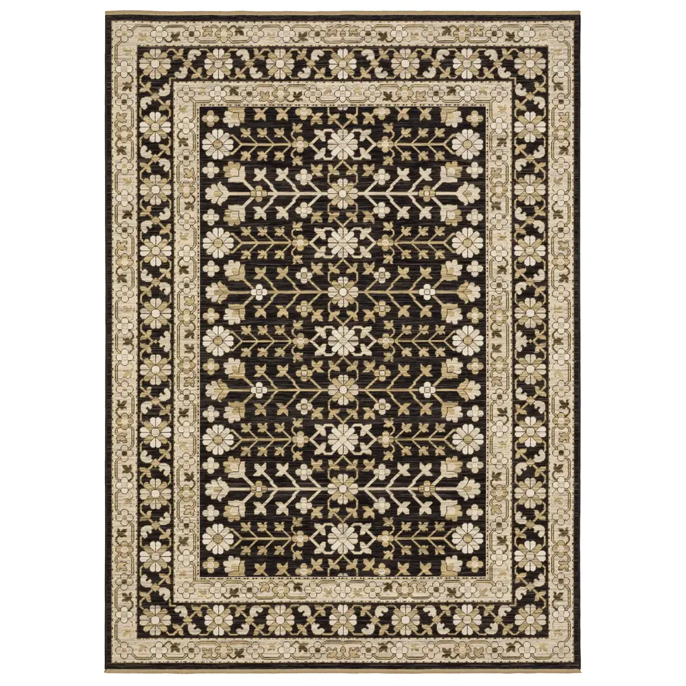 Acacia ACA10 Black/ Beige Indoor Area Rug - 9'10