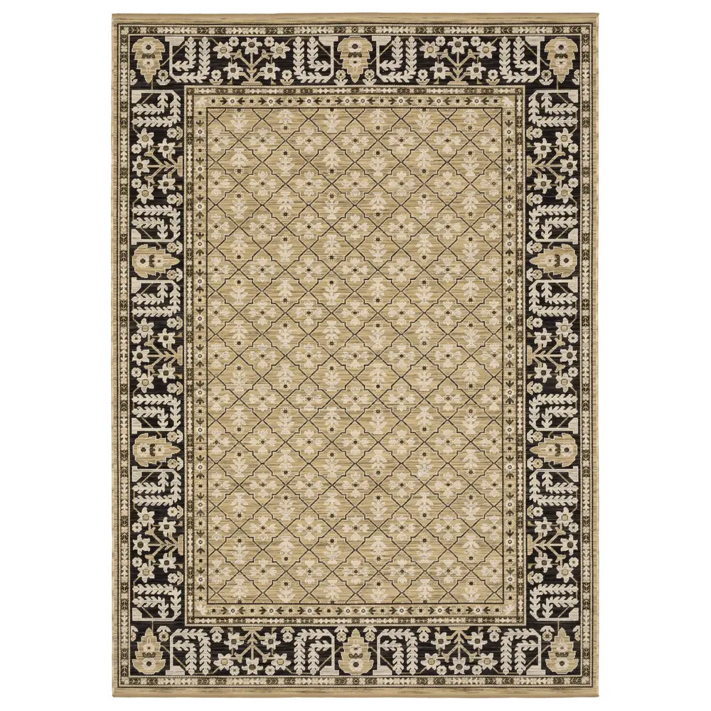 Acacia ACA12 Tan/ Charcoal Indoor Area Rug - 7'10