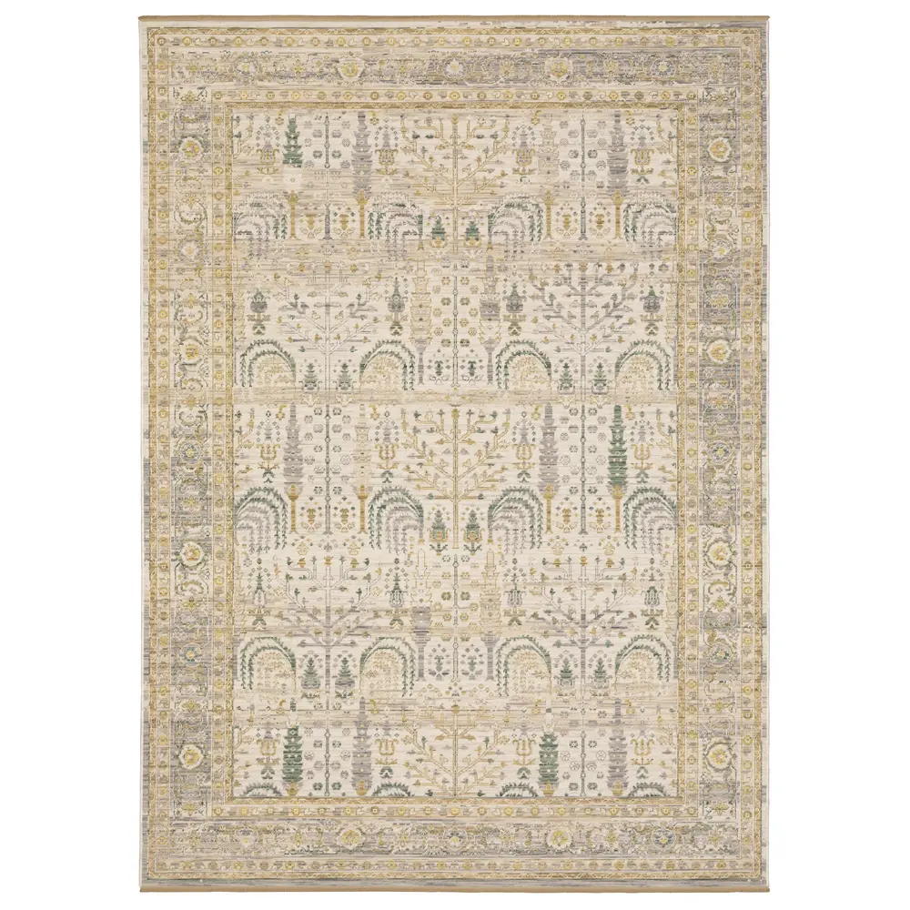 Acacia ACA14 Beige/ Green Indoor Area Rug - 7'10