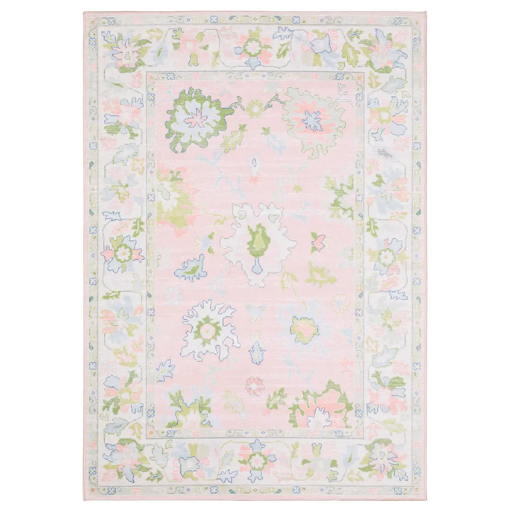 Addison ADD04 Pink/ Green Indoor Area Rug - 2' x 7'