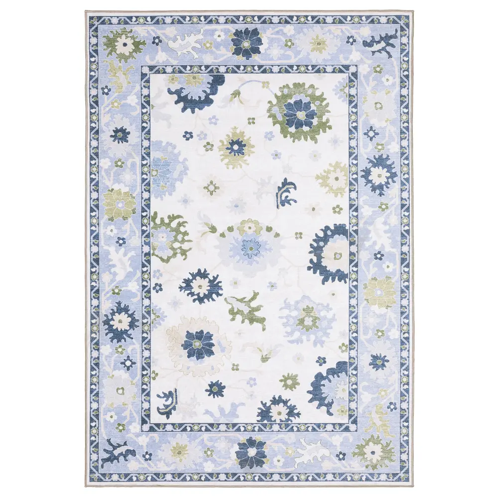 Addison ADD05 White/Blue Indoor Area Rug - 3'3