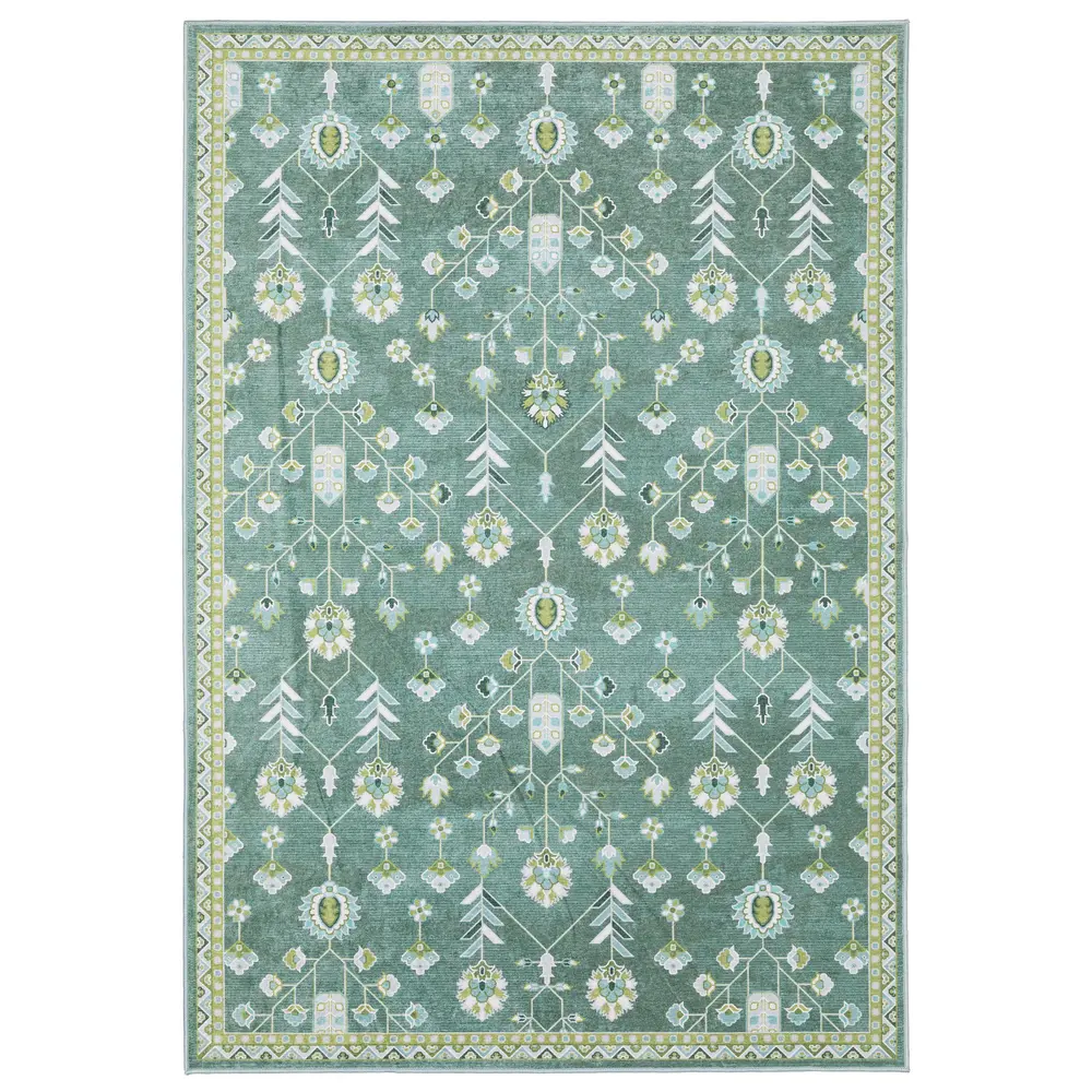 Addison ADD08 Teal/ Green Indoor Area Rug - 5' x 7'