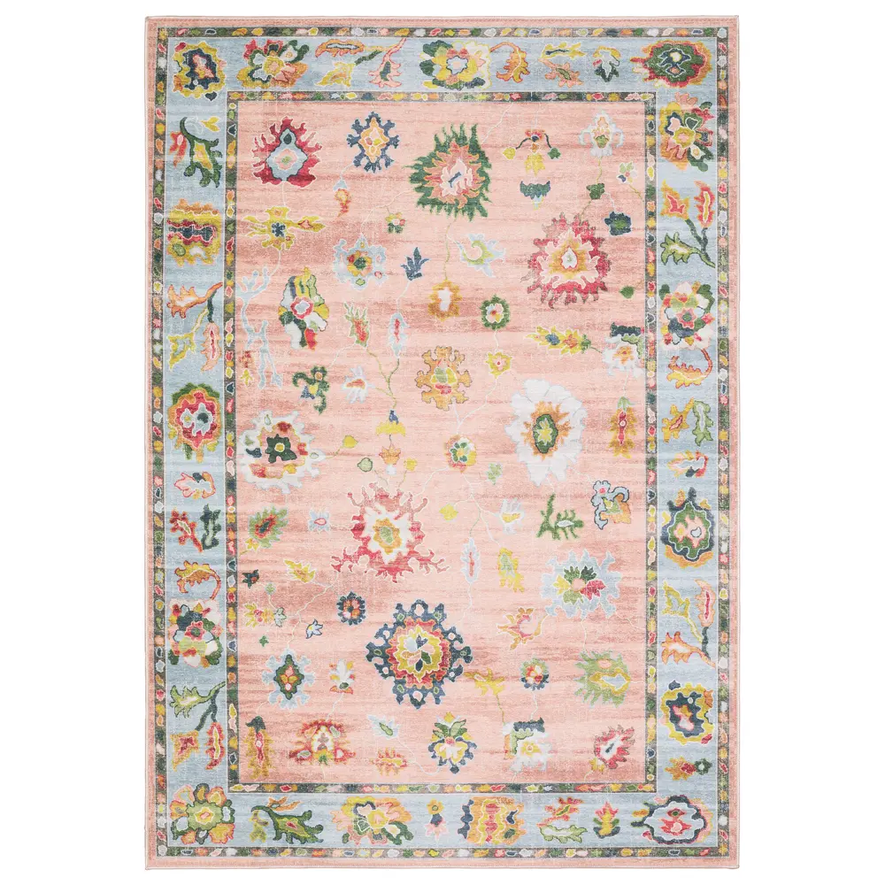 Addison ADD01 Pink/ Blue Indoor Area Rug - 2' x 7'