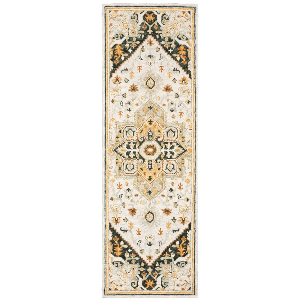 Alfresco 28407 Ivory/ Charcoal Indoor Area Rug - 2'6