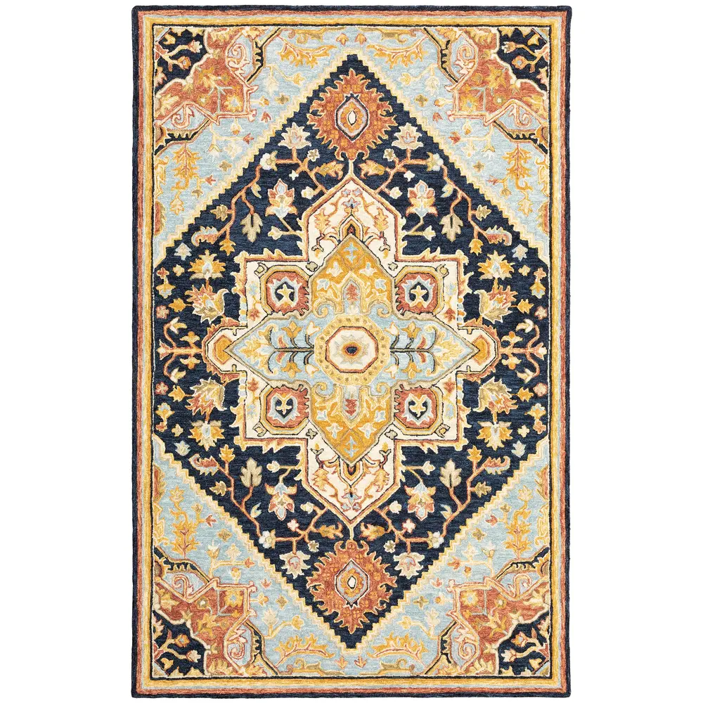 Alfresco 28408 Navy/ Rust Indoor Area Rug - 5' x 8'
