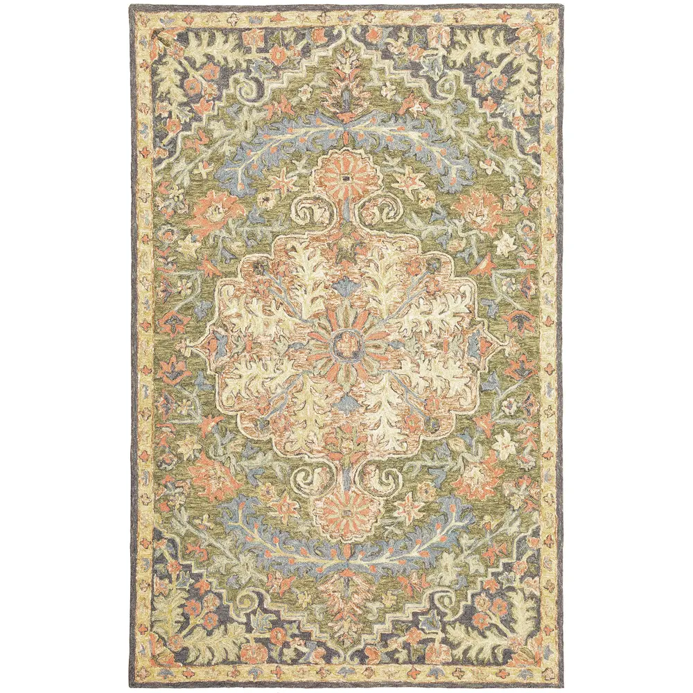 Alfresco 28401 Green/ Blue Indoor Area Rug - 3'6