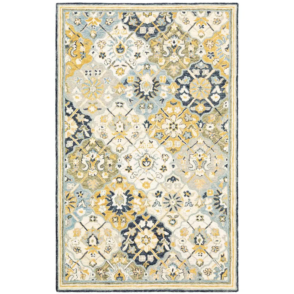 Alfresco 28406 Blue/ Gold Indoor Area Rug - 8' x 10'
