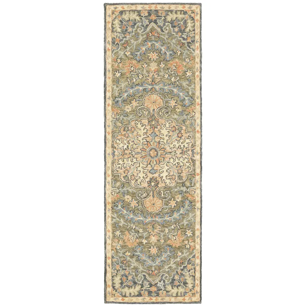 Alfresco 28401 Green/ Blue Indoor Area Rug - 2'6
